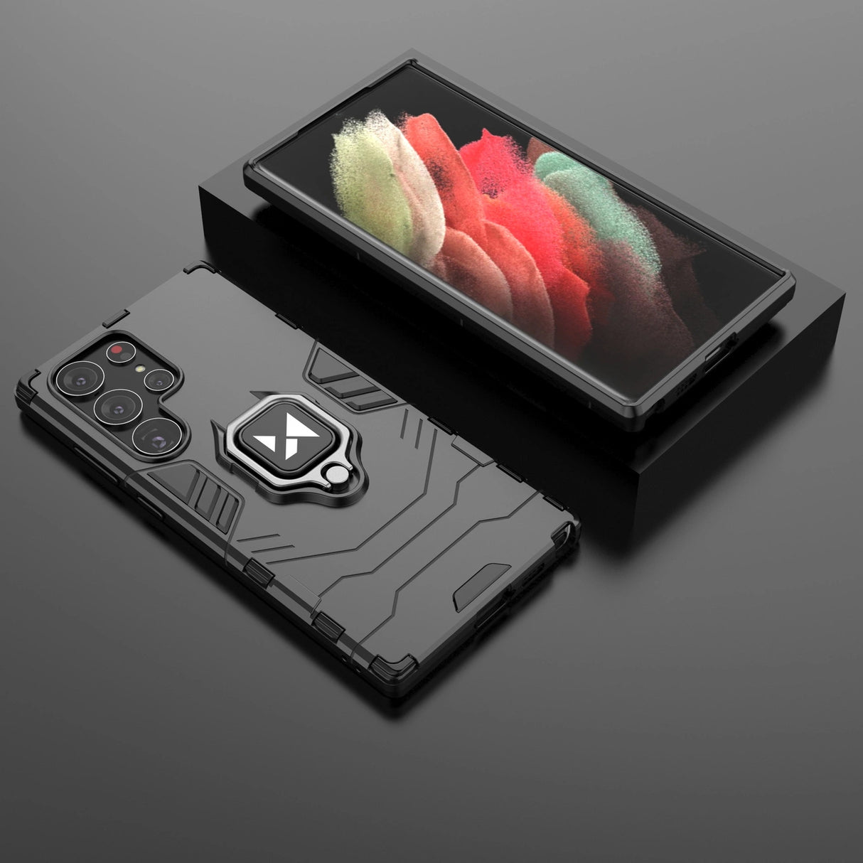 Wozinsky Ring Armor case til Samsung Galaxy S23 Ultra pansret cover magnetisk holder ring sort