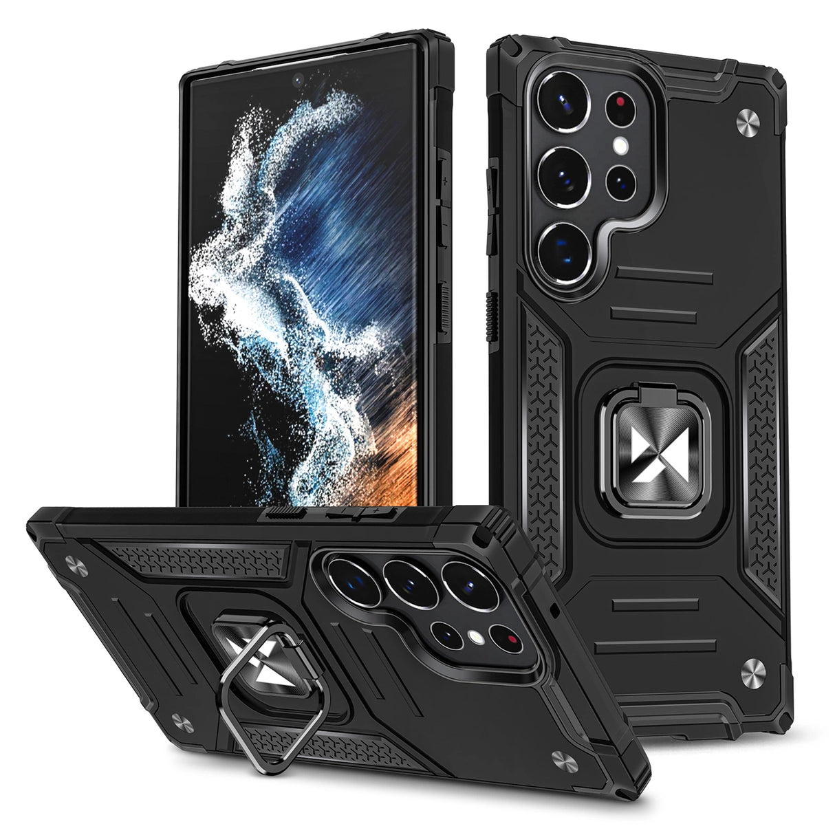 Wozinsky Ring Armor case til Samsung Galaxy S23 Ultra pansret cover magnetisk holder ring sort