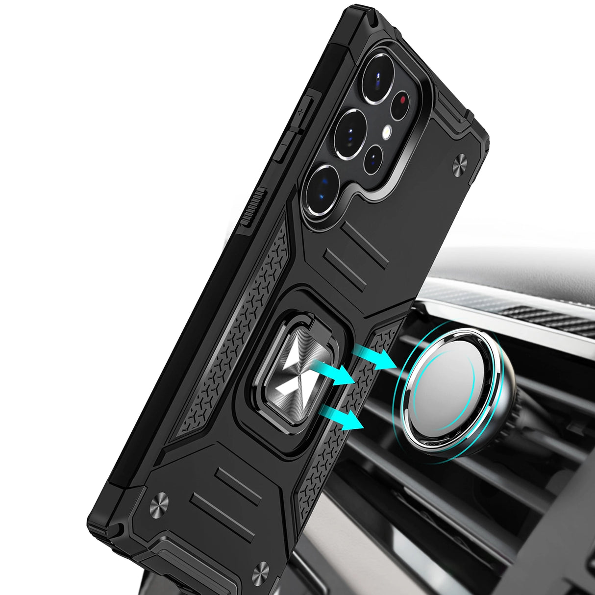 Wozinsky Ring Armor case til Samsung Galaxy S23 Ultra pansret cover magnetisk holder ring sort