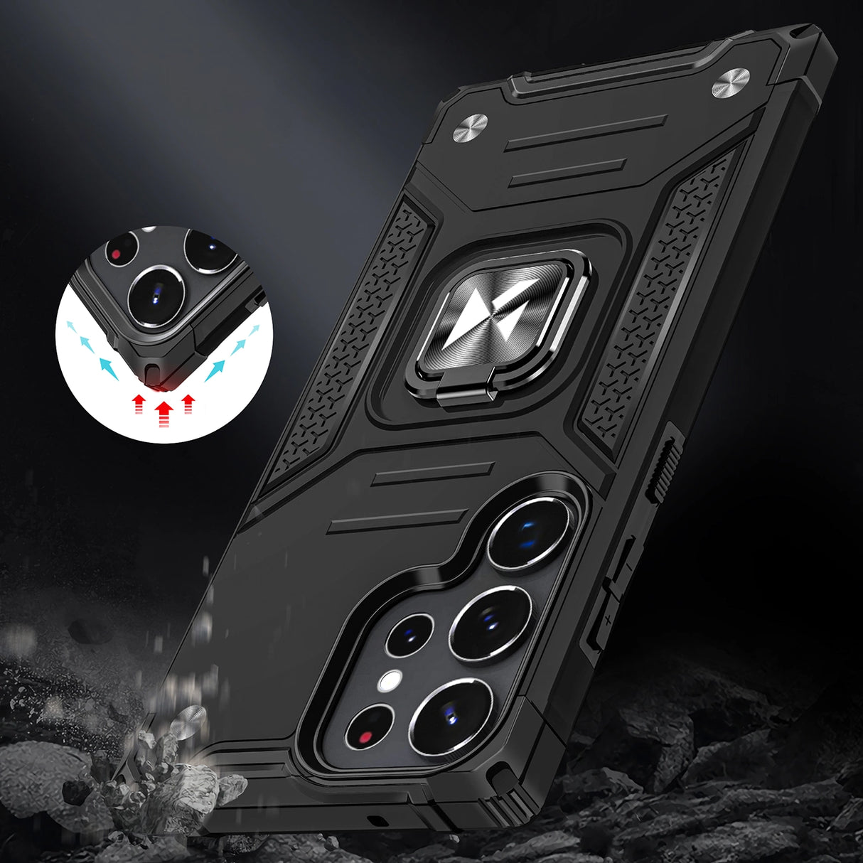 Wozinsky Ring Armor case til Samsung Galaxy S23 Ultra pansret cover magnetisk holder ring sort