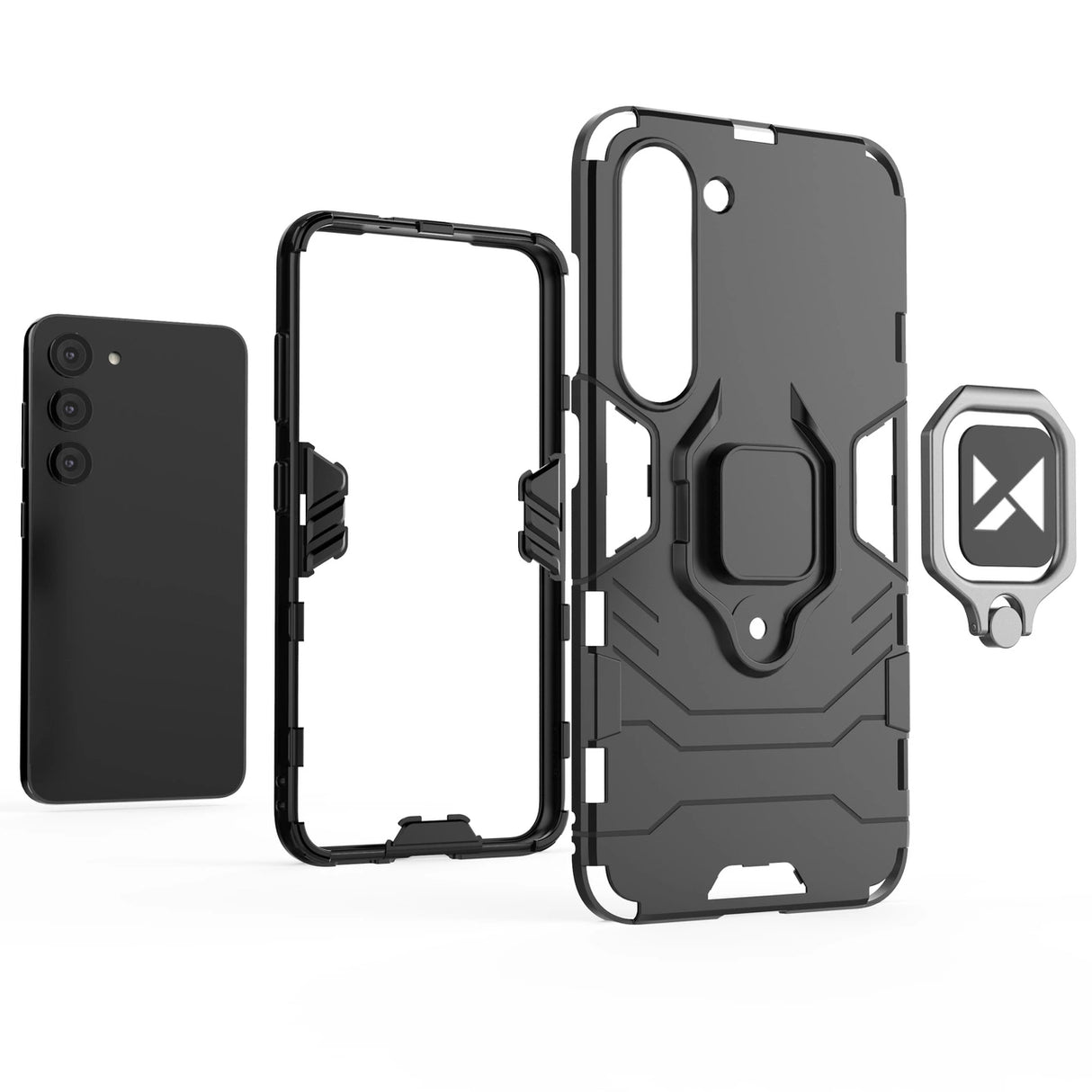 Wozinsky Ring Armor case til Samsung Galaxy S23+ pansret cover magnetisk holder ring sort