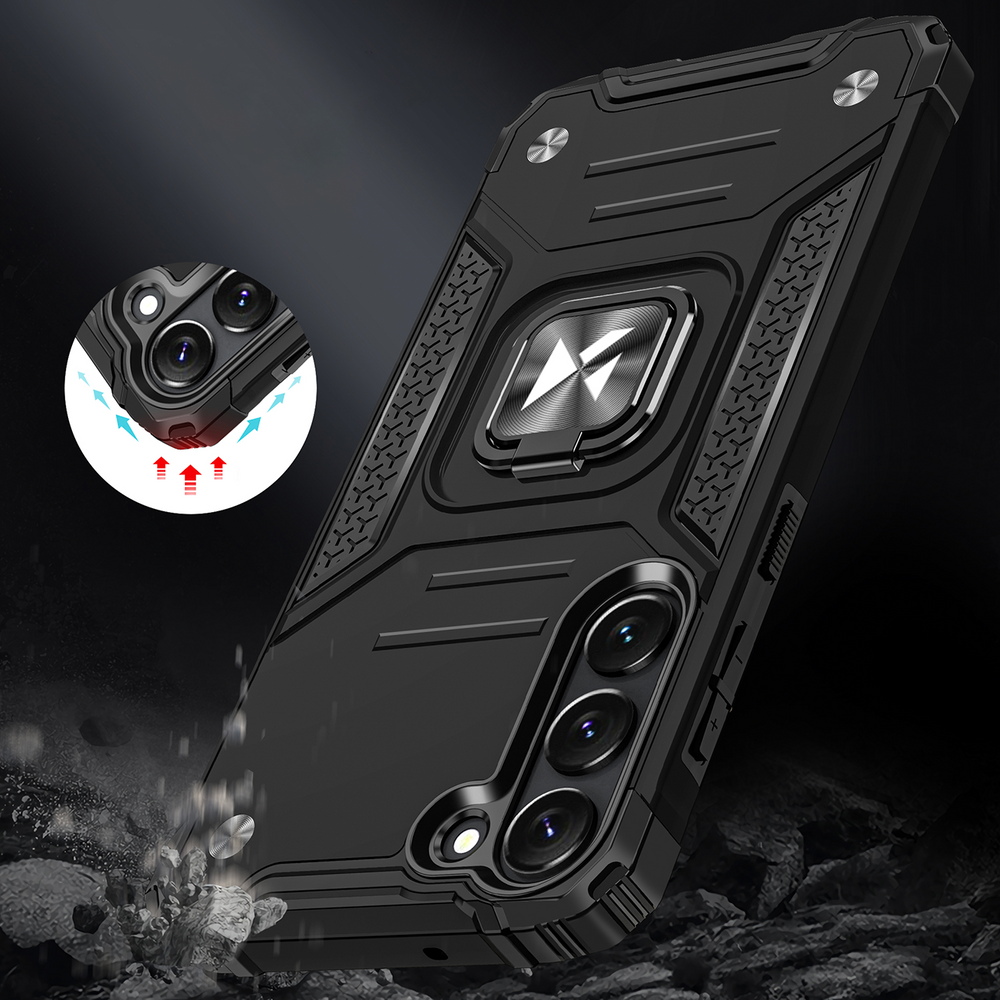 Wozinsky Ring Armor case til Samsung Galaxy S23+ pansret cover magnetisk holder ring sort