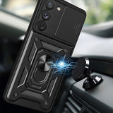 Hybrid Armor Camshield-hylster til Samsung Galaxy A54 5G-panserhylster med kameraomslag sort