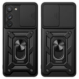 Hybrid Armor Camshield-hylster til Samsung Galaxy A54 5G-panserhylster med kameraomslag sort