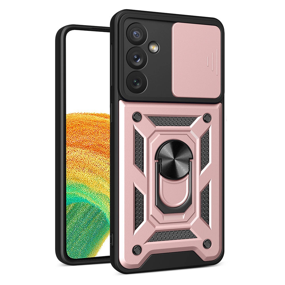 Hybrid Armor Camshield case til Samsung Galaxy A34 5G pansret sag med kamera cover lyserød