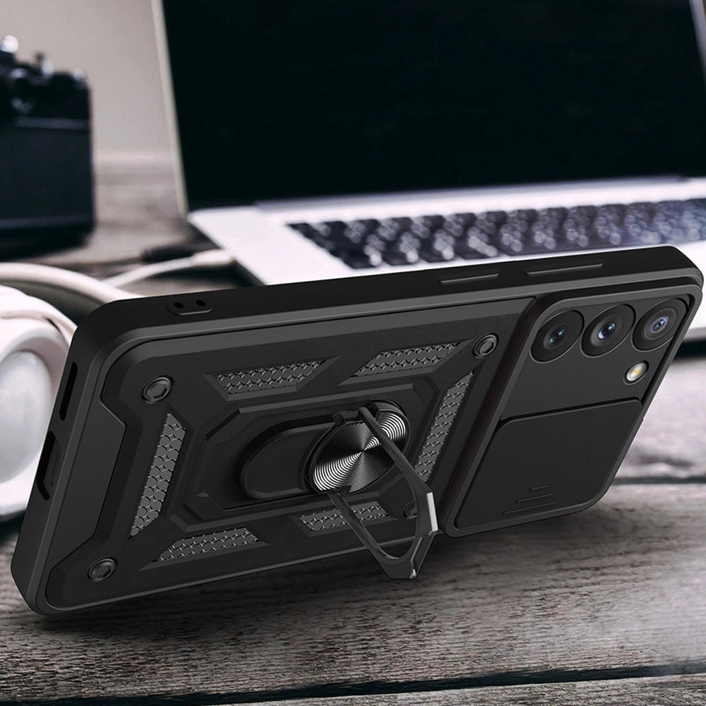 Hybrid Armor Camshield case til Samsung Galaxy A34 5G pansret sag med kamera cover lyserød