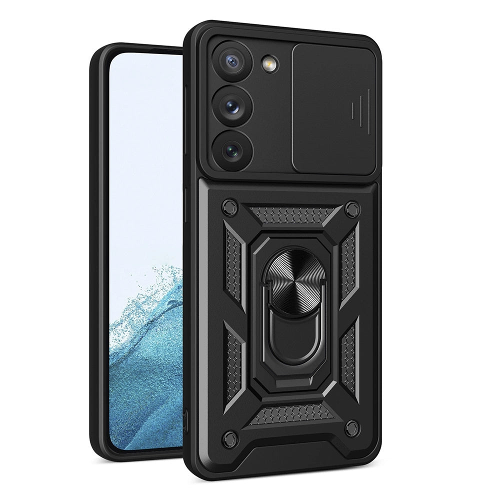 Hybrid Armor Camshield case til Samsung Galaxy S23 pansret case med kamera cover sort