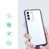 Klar 3 i 1-kasse til Samsung Galaxy S23+ silikone dække med blå ramme