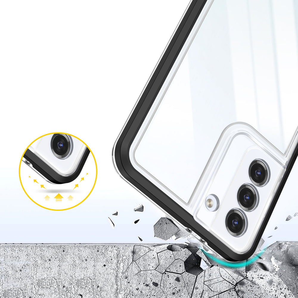 Gennemsigtig 3i1-kasse til Samsung Galaxy S23+ silikone dække med sort ramme