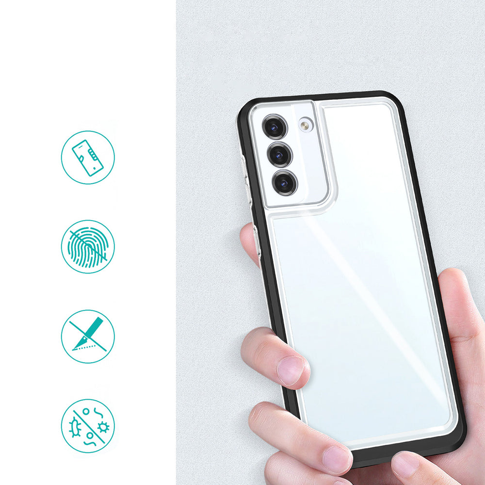 Gennemsigtig 3i1-kasse til Samsung Galaxy S23+ silikone dække med sort ramme
