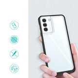 Gennemsigtig 3i1-kasse til Samsung Galaxy S23+ silikone dække med sort ramme