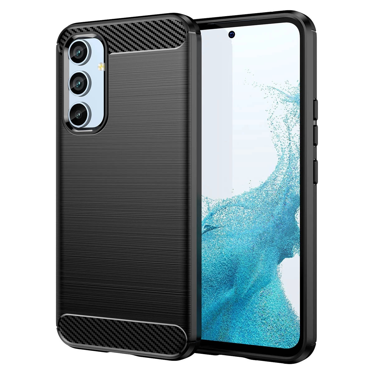 Carbon Case til Samsung Galaxy A54 5G fleksibelt silikone carbon cover sort
