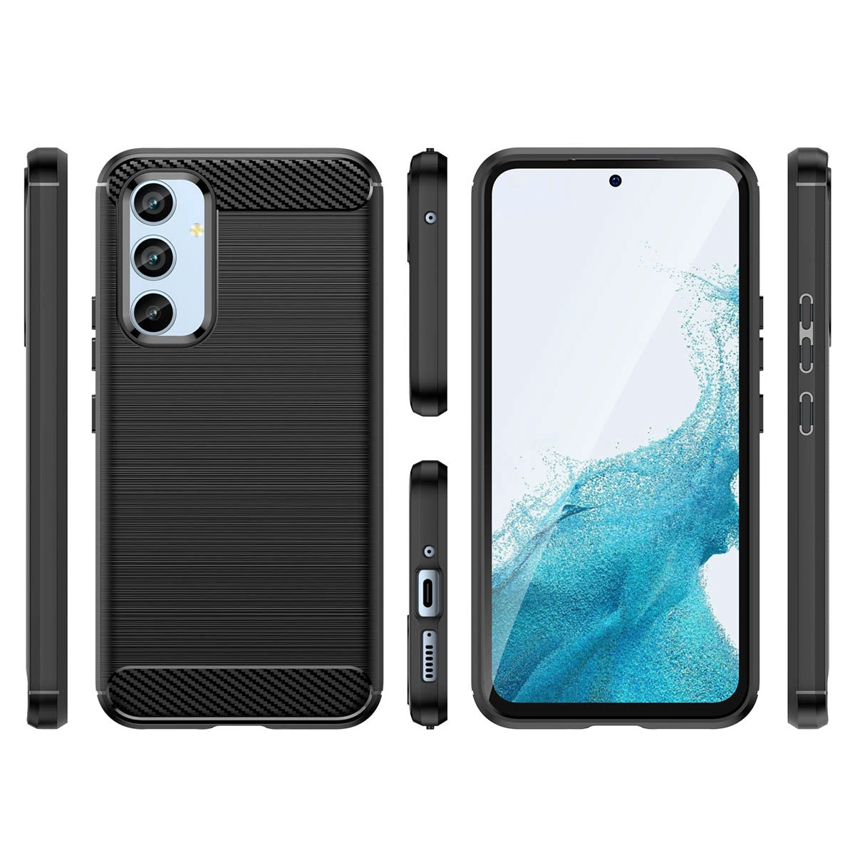 Carbon Case til Samsung Galaxy A54 5G fleksibelt silikone carbon cover sort