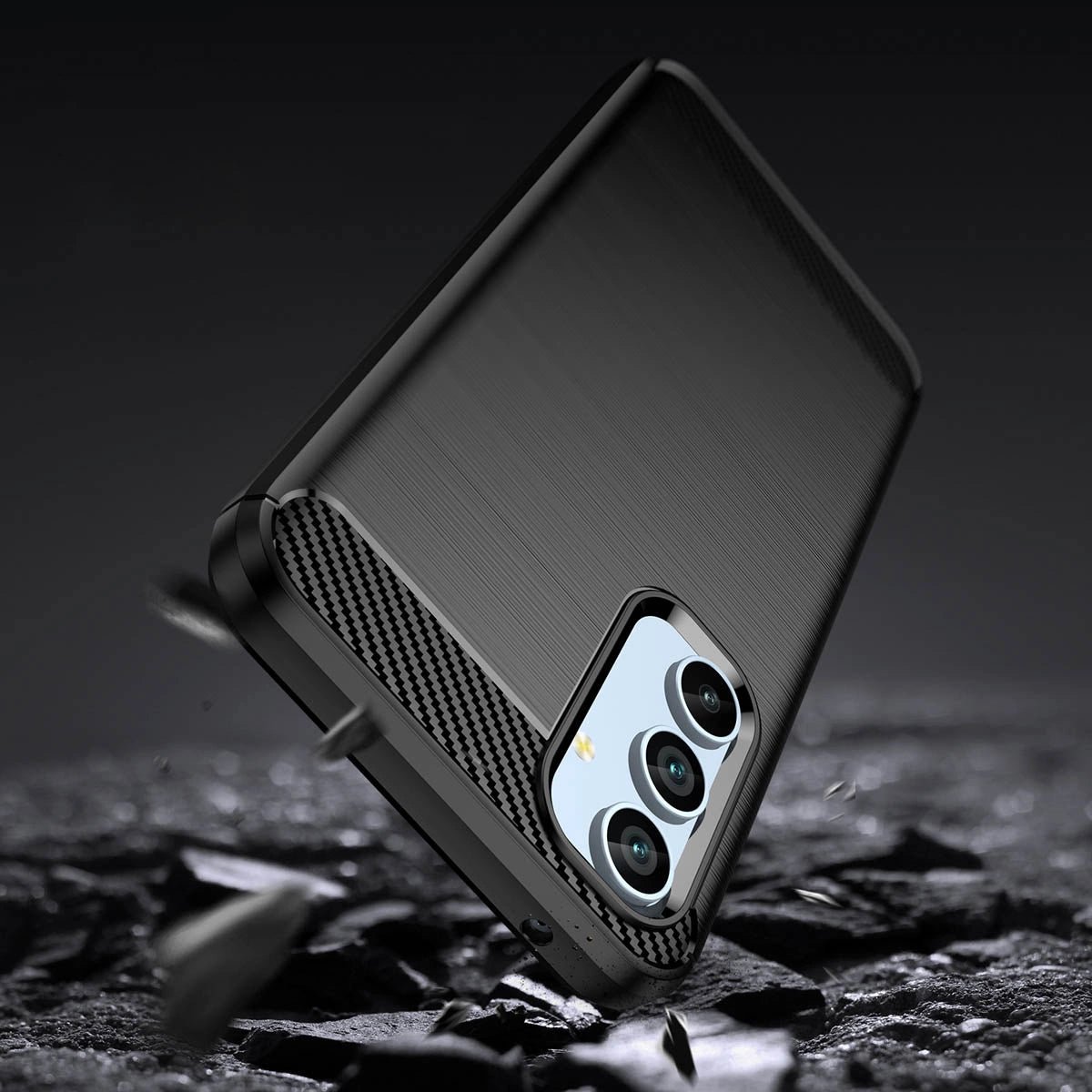 Carbon Case til Samsung Galaxy A54 5G fleksibelt silikone carbon cover sort