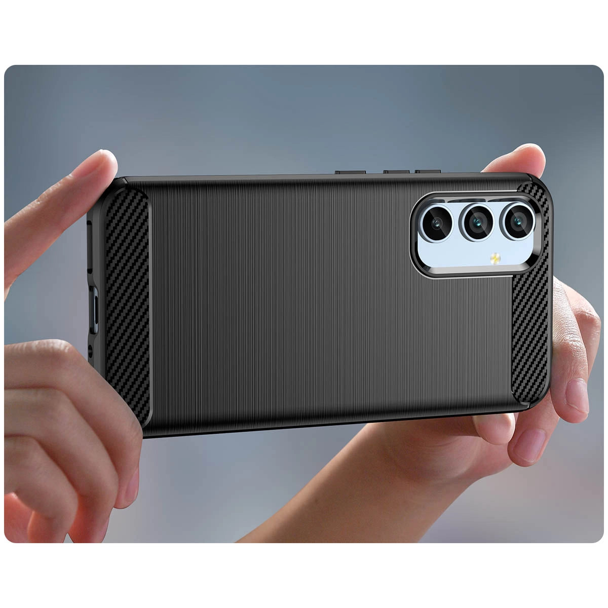 Carbon Case til Samsung Galaxy A54 5G fleksibelt silikone carbon cover sort