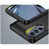 Carbon Case til Motorola Moto G62 5G fleksibelt silikone carbon cover sort