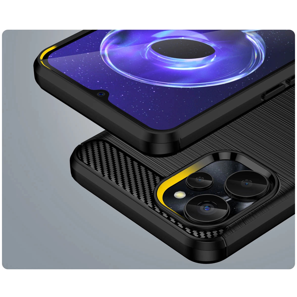 Carbon Case til Realme 10 5G / Realme 9i 5G Fleksibel silikon Carbon Cover sort
