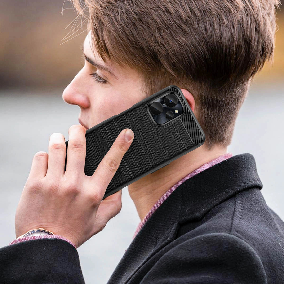 Carbon Case til Realme 10 5G / Realme 9i 5G Fleksibel silikon Carbon Cover sort
