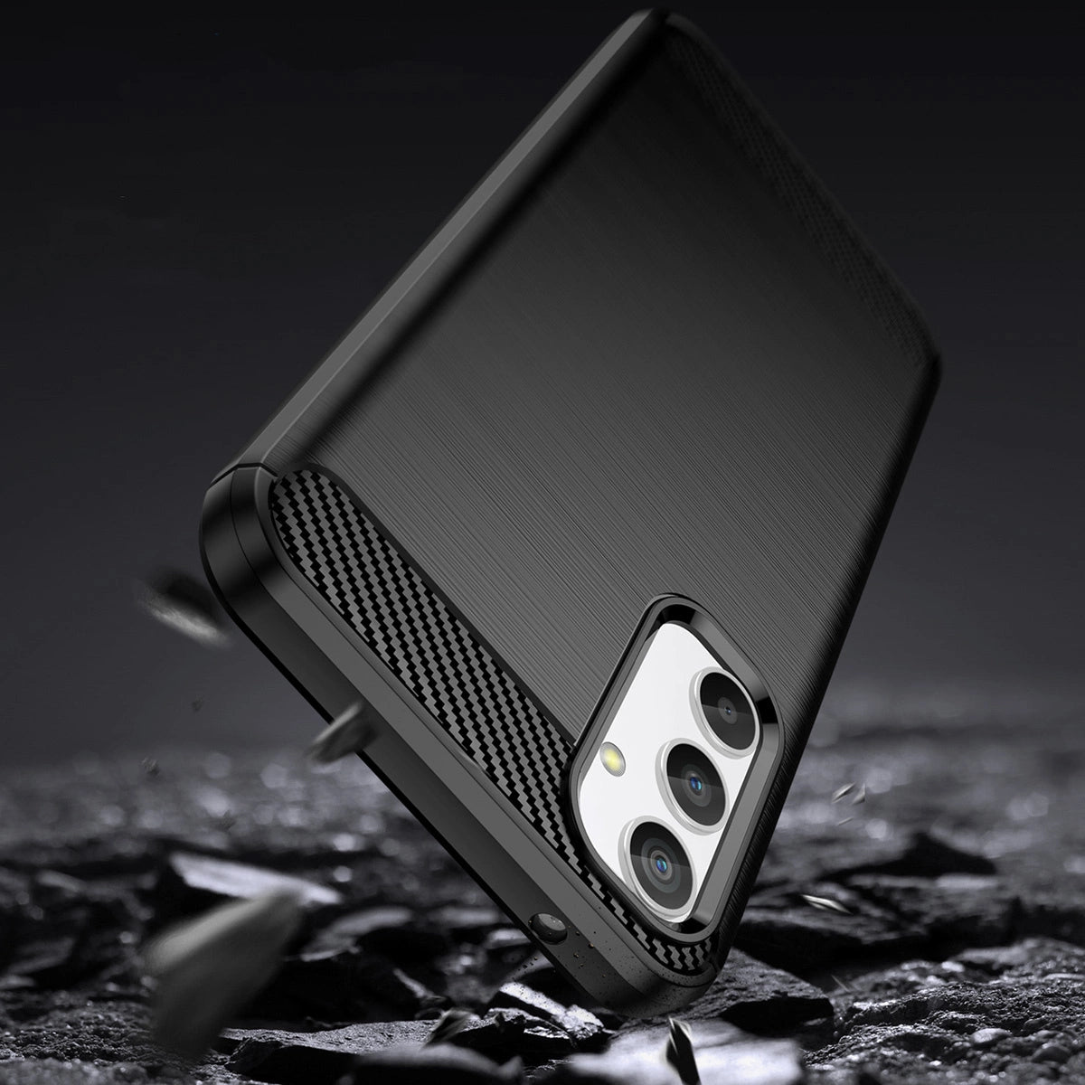 Carbon Case til Realme 10 Pro med fleksibelt silikon carbon cover sort