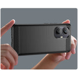 Carbon Case til Realme 10 Pro+ fleksibelt silikone carbon cover sort