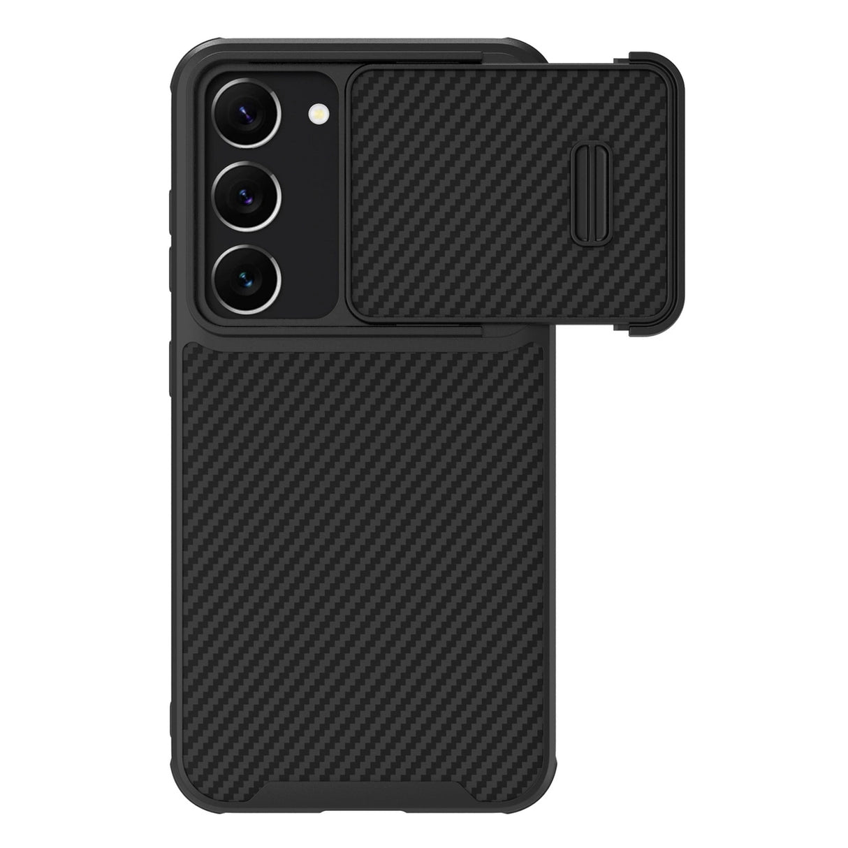 Nillkin Syntetisk Fiber S Case til Samsung Galaxy S23, kamera cover, sort