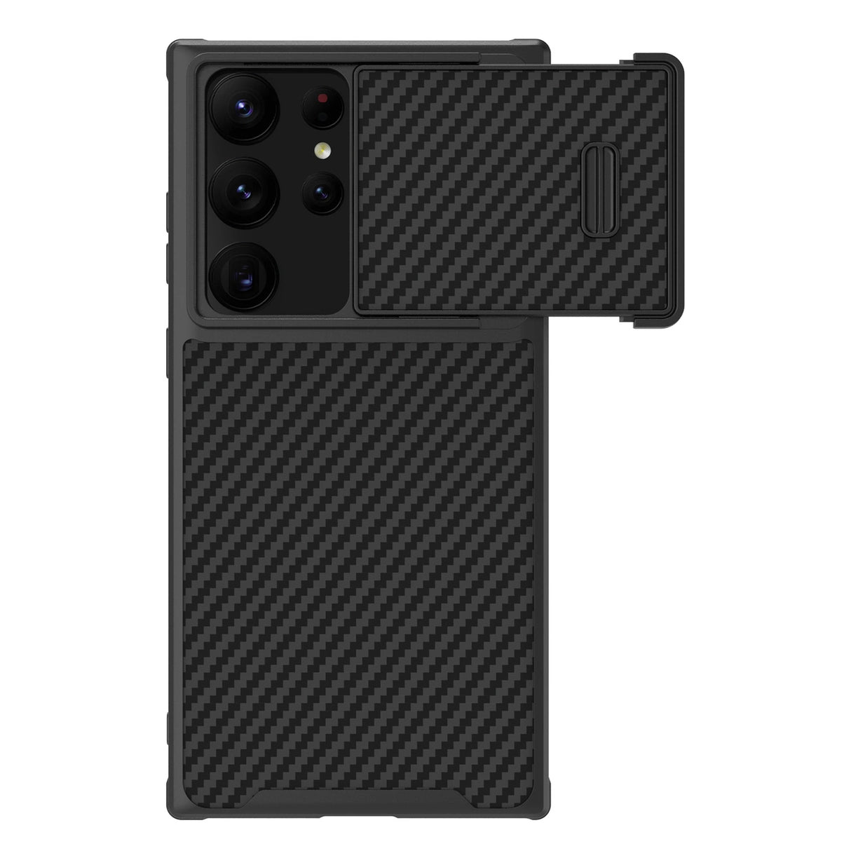 Nillkin Syntetisk Fiber S Case til Samsung Galaxy S23 Ultra, kamera cover, sort