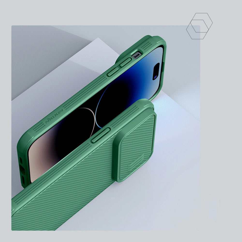 Nillkin CamShield S Case iPhone 14 Pro Max Armored Cover Camera Protector Grøn