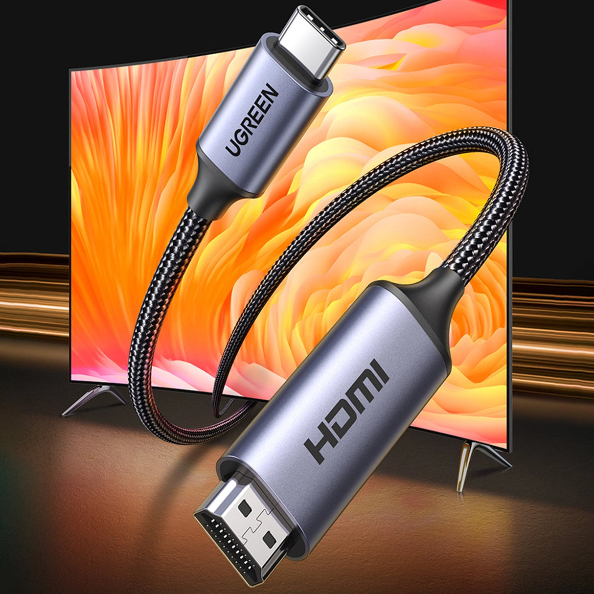USB C - HDMI 2.1 8K 60Hz Kabel 1,5m Grøn CM565 - Grå