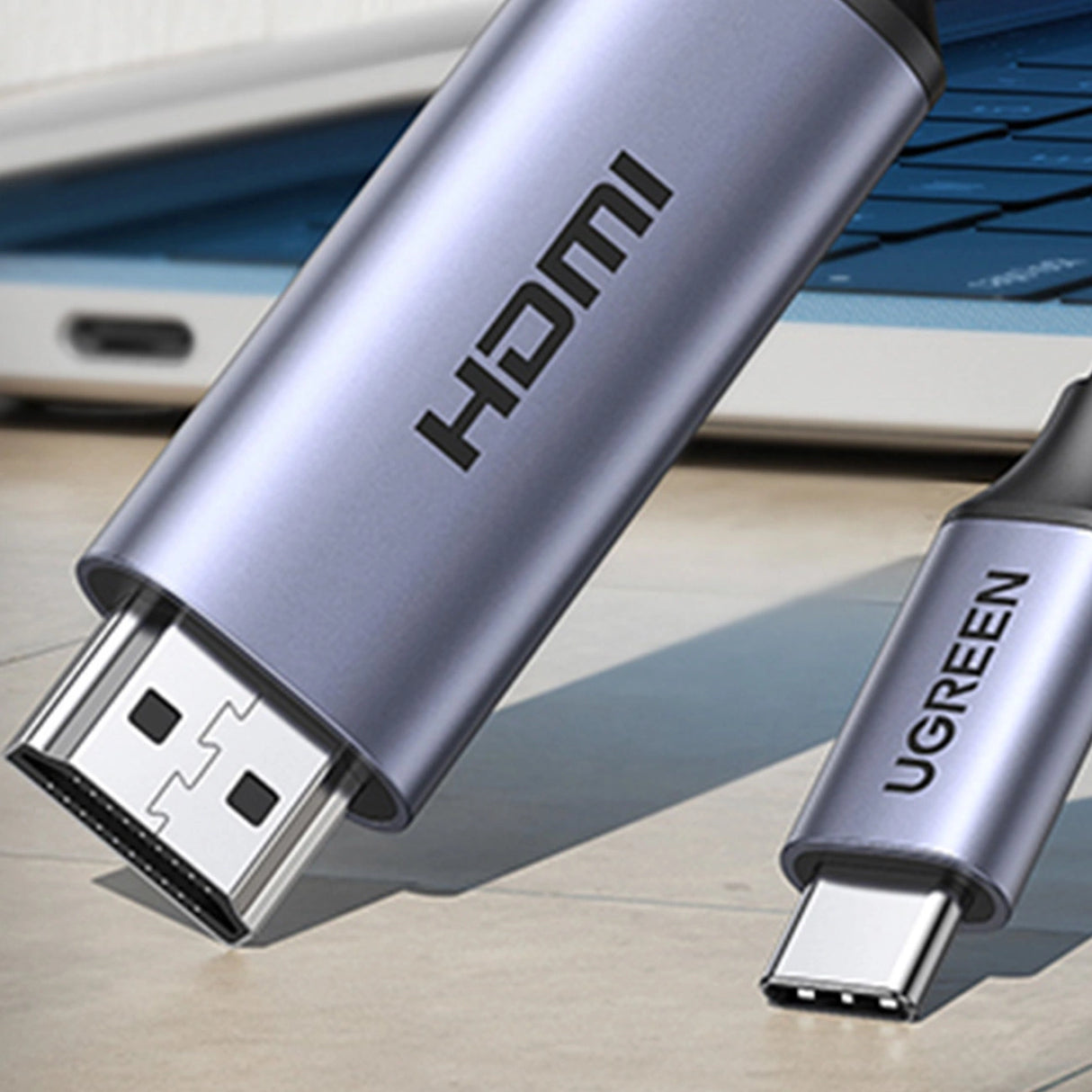 USB C - HDMI 2.1 8K 60Hz Kabel 1,5m Grøn CM565 - Grå