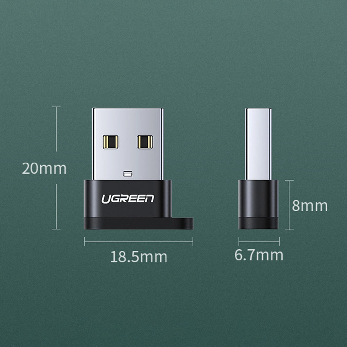 Ugreen US280 50568 USB-C 3.1 (kvindelig) / USB-A 2.0 (mandlig) adapter - sort
