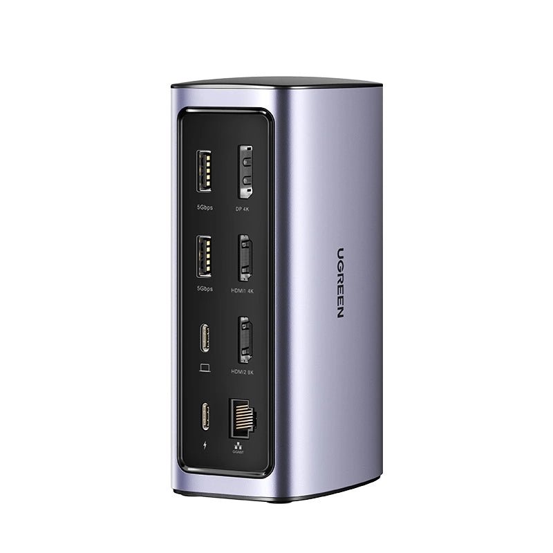 Ugreen Multifunction HUB 12in1 USB C USB HDMI DP RJ45 AUX SD TF grå (CM555)