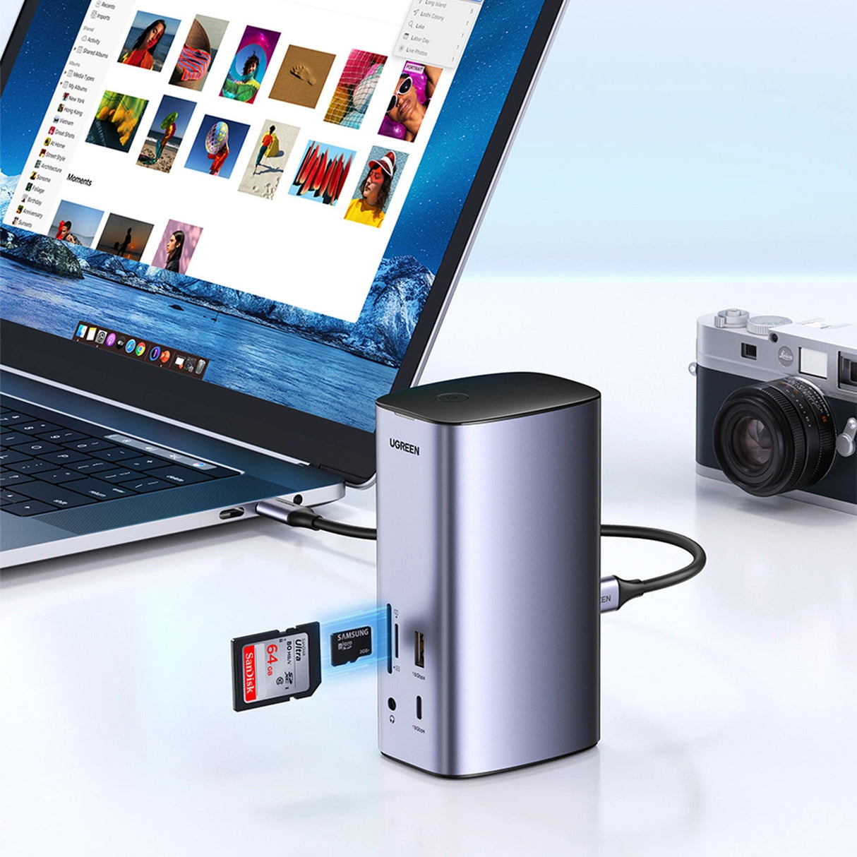 Ugreen Multifunction HUB 12in1 USB C USB HDMI DP RJ45 AUX SD TF grå (CM555)