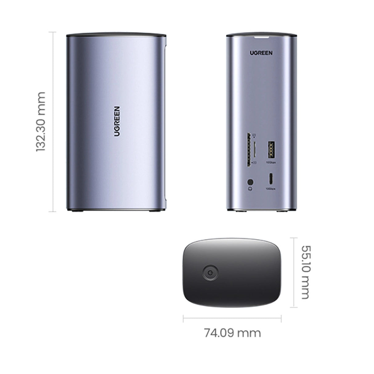 Ugreen Multifunction HUB 12in1 USB C USB HDMI DP RJ45 AUX SD TF grå (CM555)
