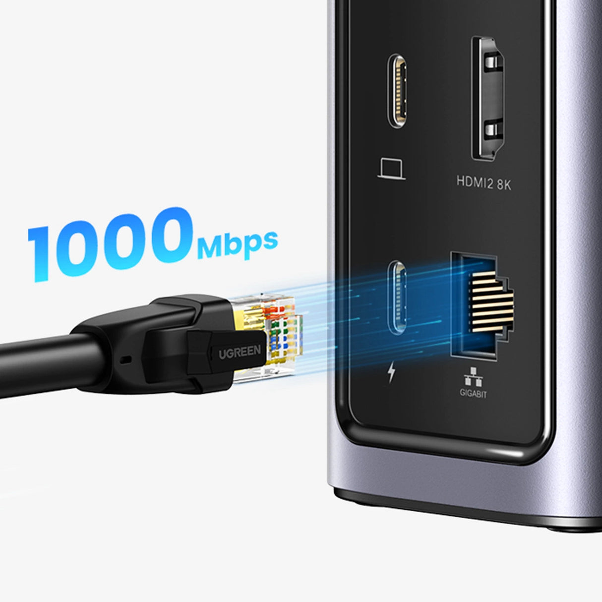 Ugreen Multifunction HUB 12in1 USB C USB HDMI DP RJ45 AUX SD TF grå (CM555)