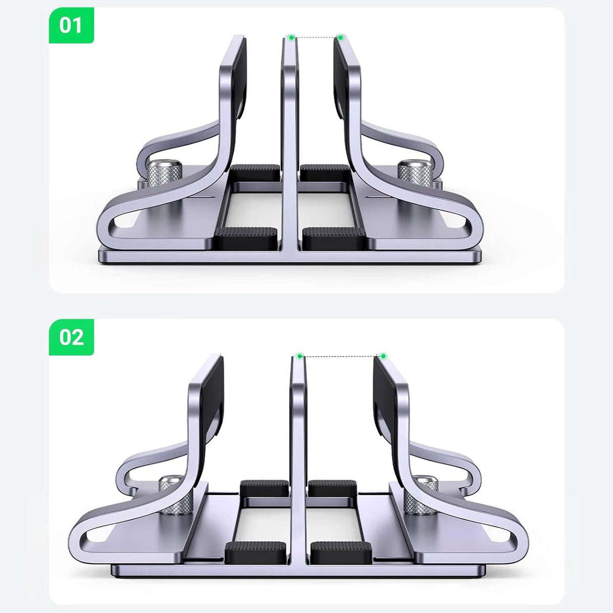 Ugreen LP258 Vertikal Stativ til 2 Enheder Aluminium til Laptop Tablet - Silver