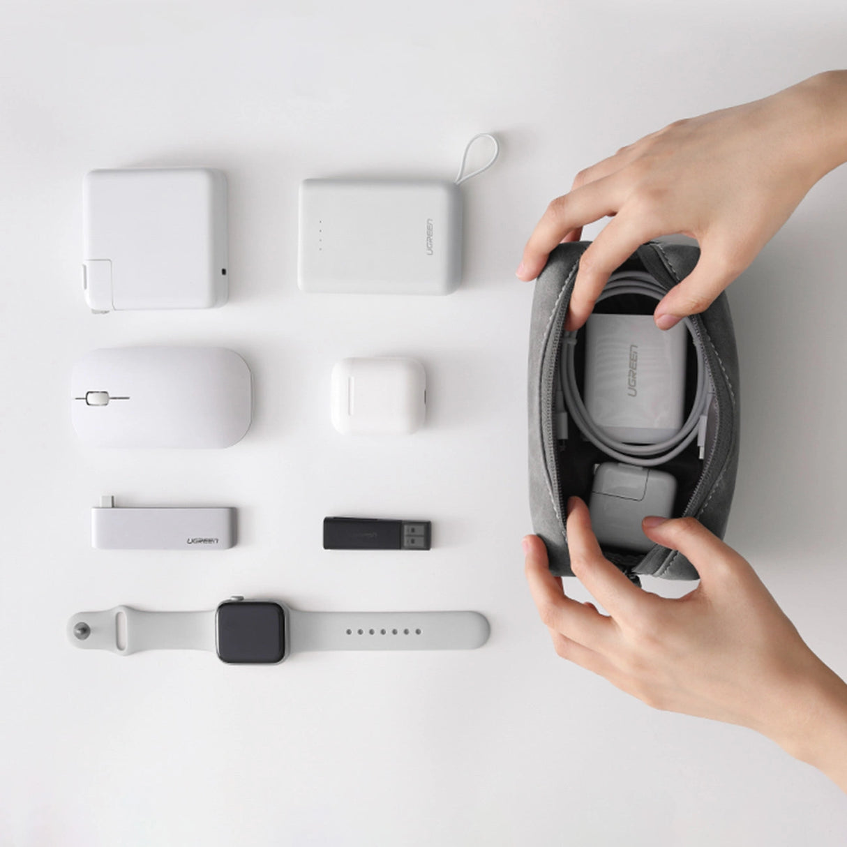 Ugreen case bag multifunktionel organisator til tilbehør grå (LP285)
