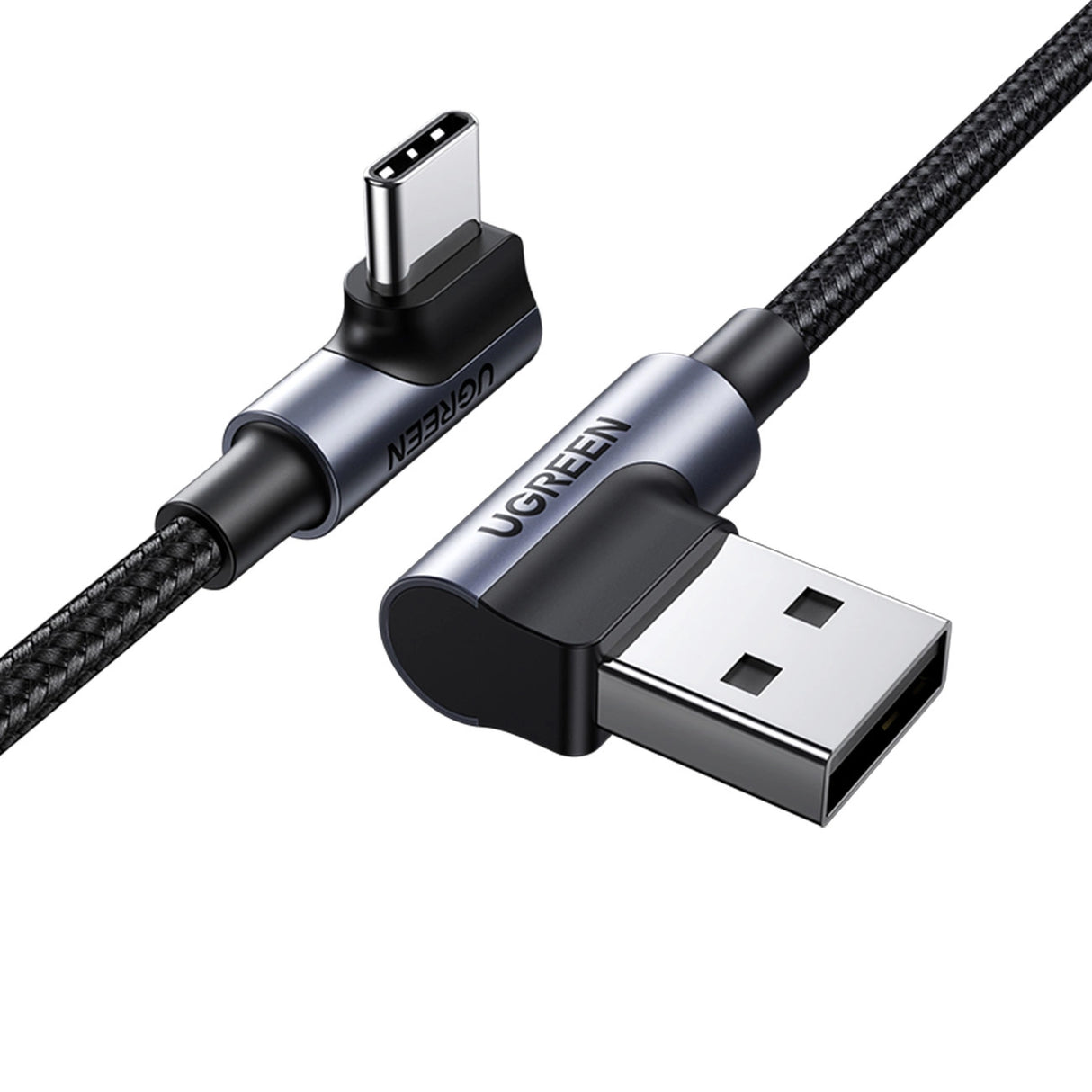 Grøn 90° vinkel kabel USB C - USB 2.0 480Mbps 3A 3m sort (US176)