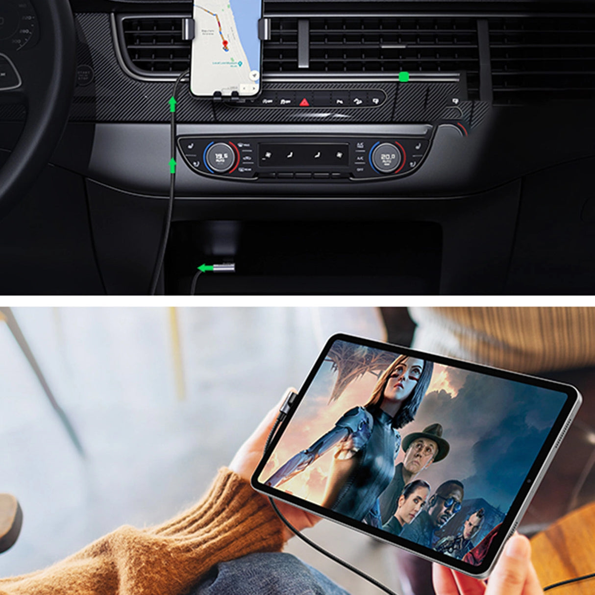 Grøn 90° vinkel kabel USB C - USB 2.0 480Mbps 3A 3m sort (US176)