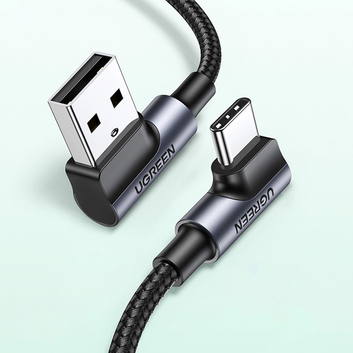 Grøn 90° vinkel kabel USB C - USB 2.0 480Mbps 3A 3m sort (US176)