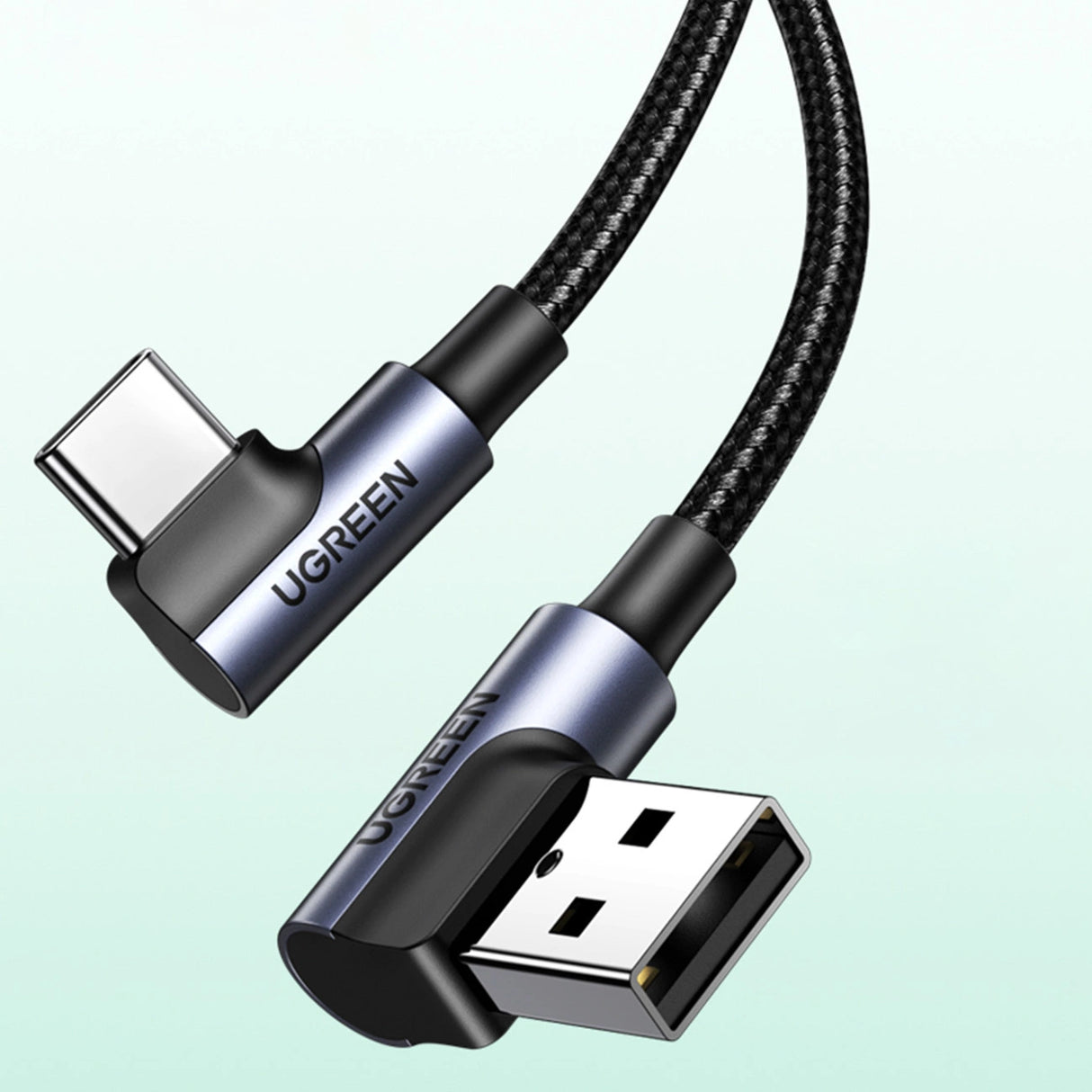 Grøn 90° vinkel kabel USB C - USB 2.0 480Mbps 3A 3m sort (US176)
