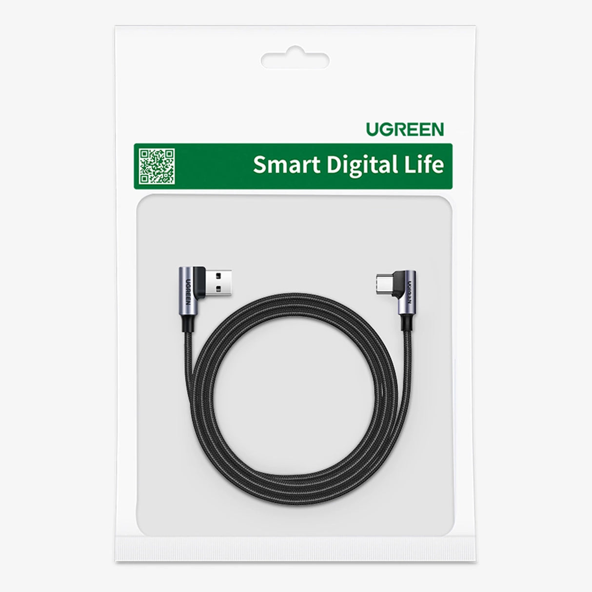 Grøn 90° vinkel kabel USB C - USB 2.0 480Mbps 3A 3m sort (US176)