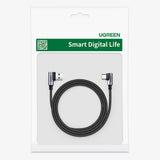 Grøn 90° vinkel kabel USB C - USB 2.0 480Mbps 3A 3m sort (US176)