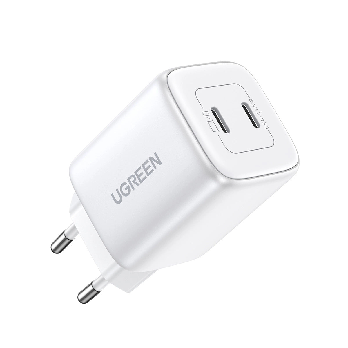 GaN hurtigoplader 2 x USB-C 45W QC PD Ugreen CD294 - hvid