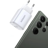 GaN hurtigoplader 2 x USB-C 45W QC PD Ugreen CD294 - hvid