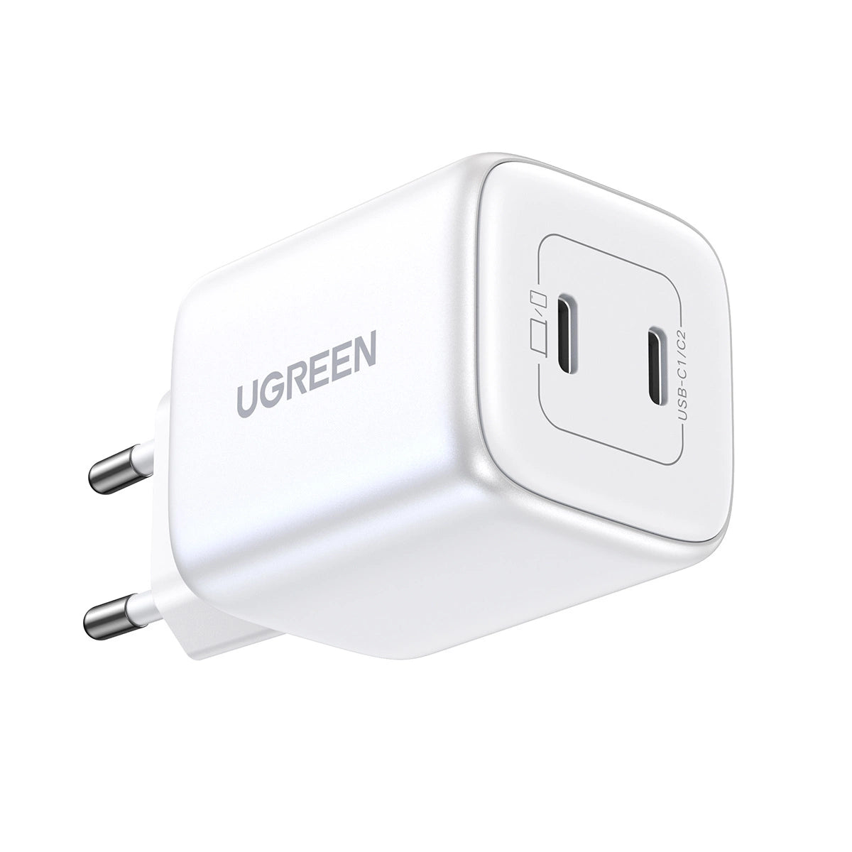 GaN hurtigoplader 2 x USB-C 45W QC PD Ugreen CD294 - hvid