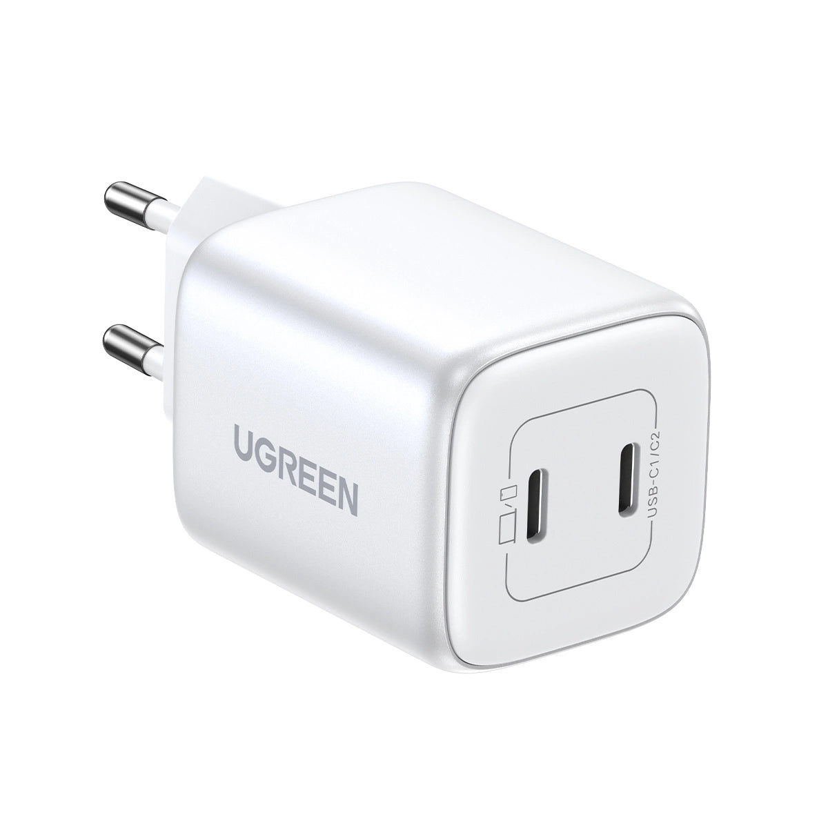 GaN hurtigoplader 2 x USB-C 45W QC PD Ugreen CD294 - hvid