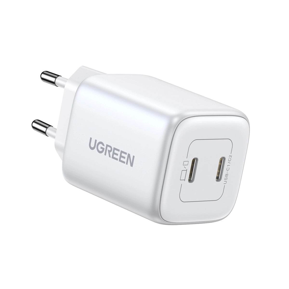 GaN hurtigoplader 2 x USB-C 45W QC PD Ugreen CD294 - hvid