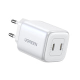 GaN hurtigoplader 2 x USB-C 45W QC PD Ugreen CD294 - hvid