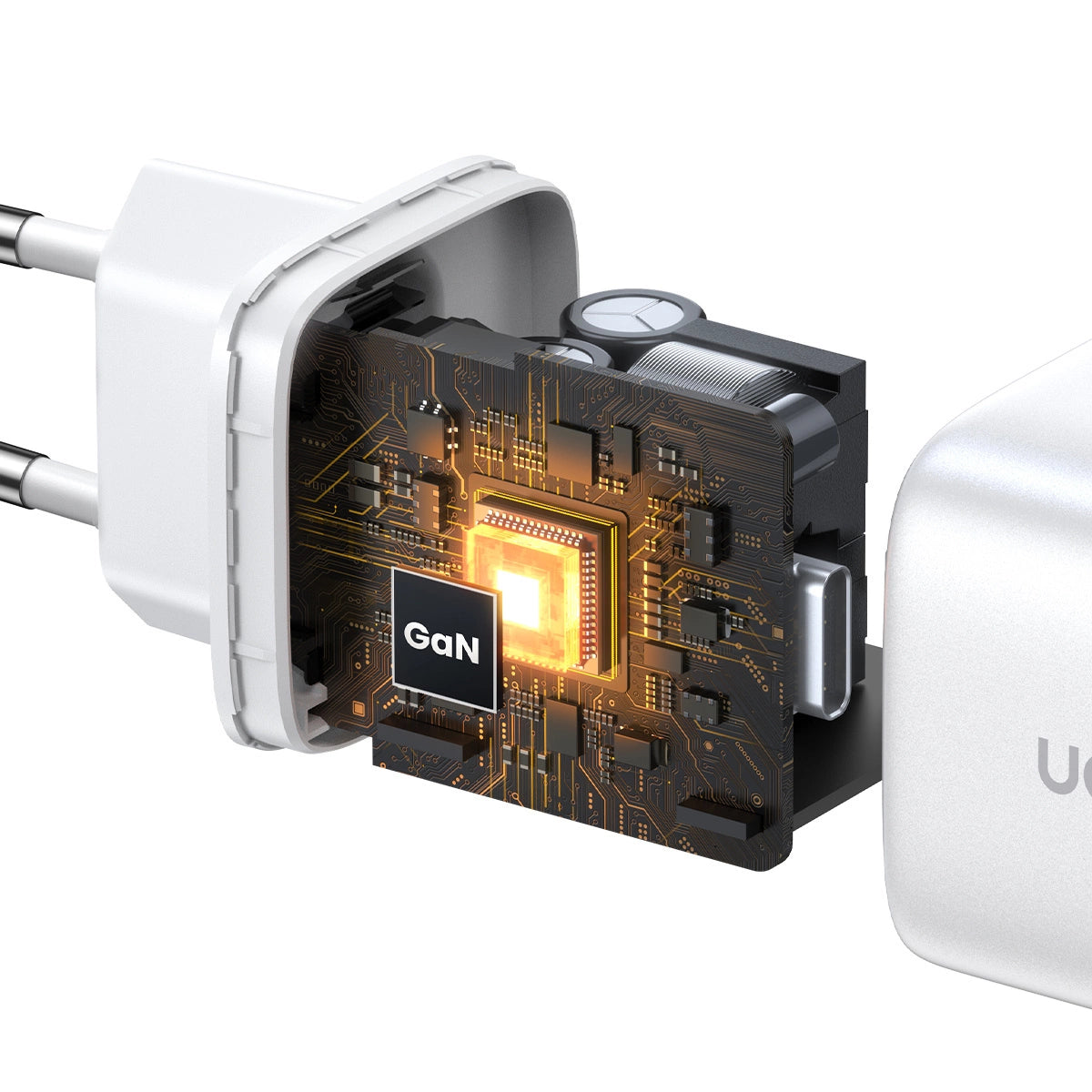 GaN hurtigoplader 2 x USB-C 45W QC PD Ugreen CD294 - hvid
