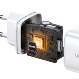 GaN hurtigoplader 2 x USB-C 45W QC PD Ugreen CD294 - hvid